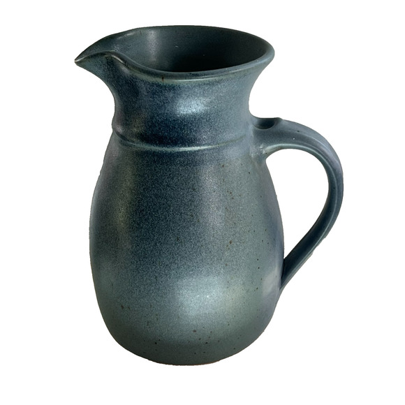 Elk Falls Pottery Blue Studio Art Pitcher Stoneware Glazed Speckled 9" - Picture 1 of 12